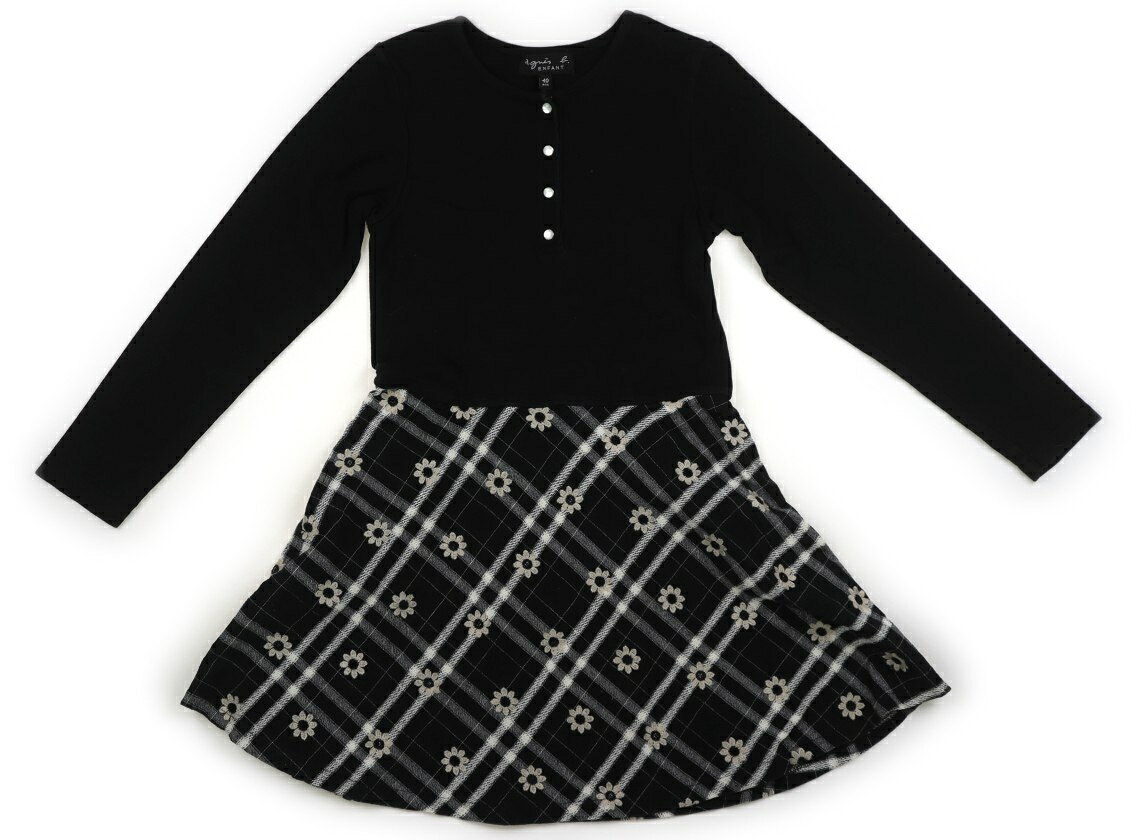 アニエスベー agnes.b ワンピース 130 女の子 ブラック・ホワイト・花柄 子供服 ベビー服 キッズ アウトレット ユーズド 【中古】キッズ・ベビー・マタニティ