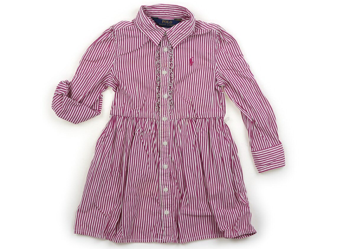ポロラルフローレン POLO RALPH LAUREN ワンピース 100 女の子 ストライプ柄ホワイトパープル 子供服 ベビー服 キッズ アウトレット ユーズド 【中古】キッズ・ベビー・マタニティ