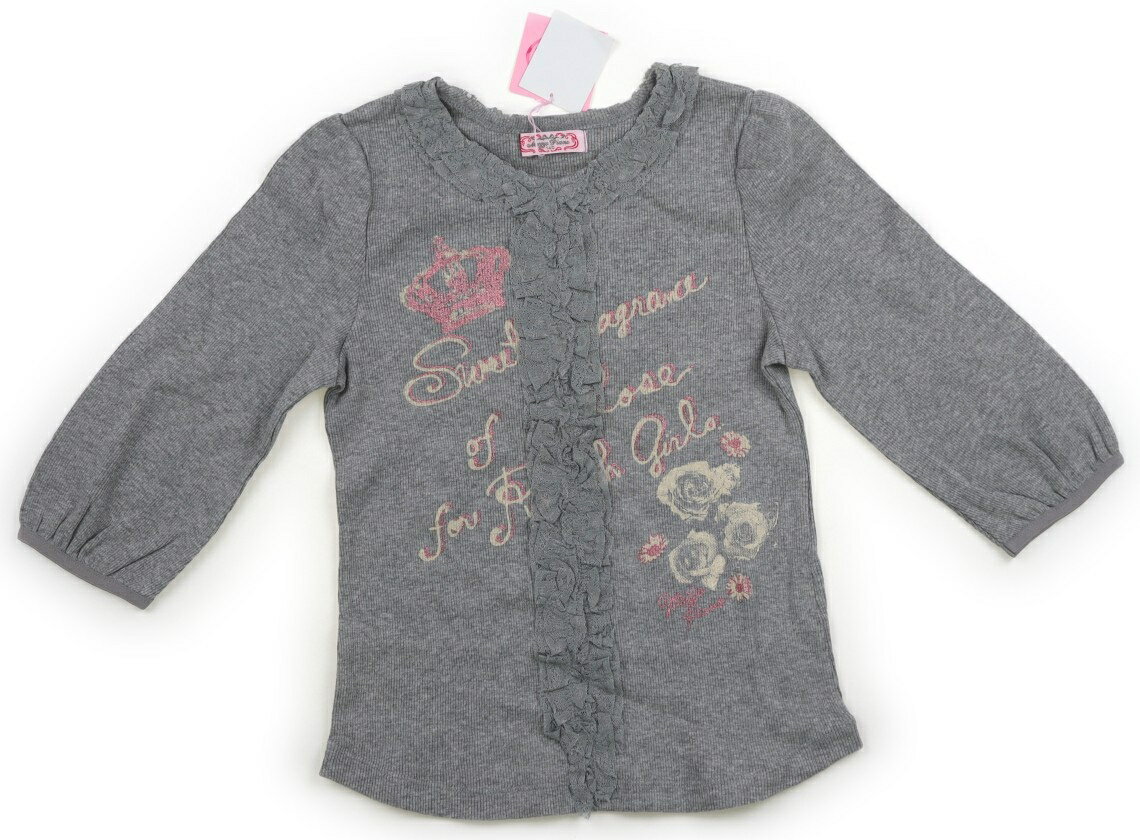 メゾピアノ mezzo piano Tシャツ・カットソー 140 女の子 グレー、フリルレース、ピンク 子供服 ベビー服 キッズ アウトレット ユーズド 【中古】キッズ・ベビー・マタニティ