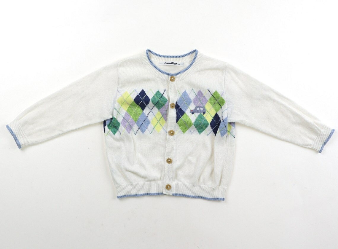 ファミリア familiar カーディガン 80 男の子 ホワイト・アーガイル 子供服 ベビー服 キッズ アウトレット ユーズド 【中古】キッズ・ベビー・マタニティ