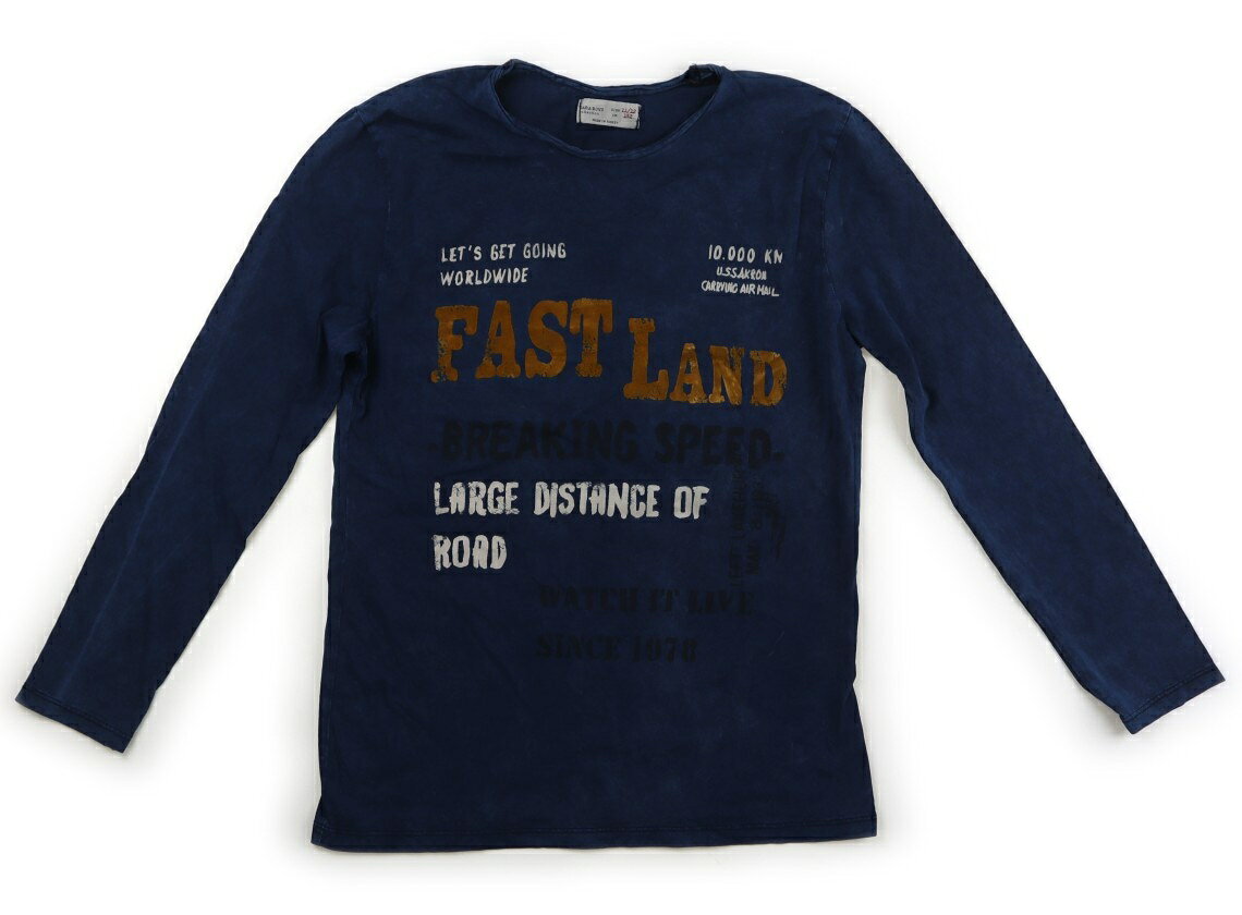ザラ ZARA Tシャツ・カットソー 150 男の子 ダークブルー・マスタードイエローロゴ 子供服 ベビー服 キッズ アウトレット ユーズド 【中古】キッズ・ベビー・マタニティ