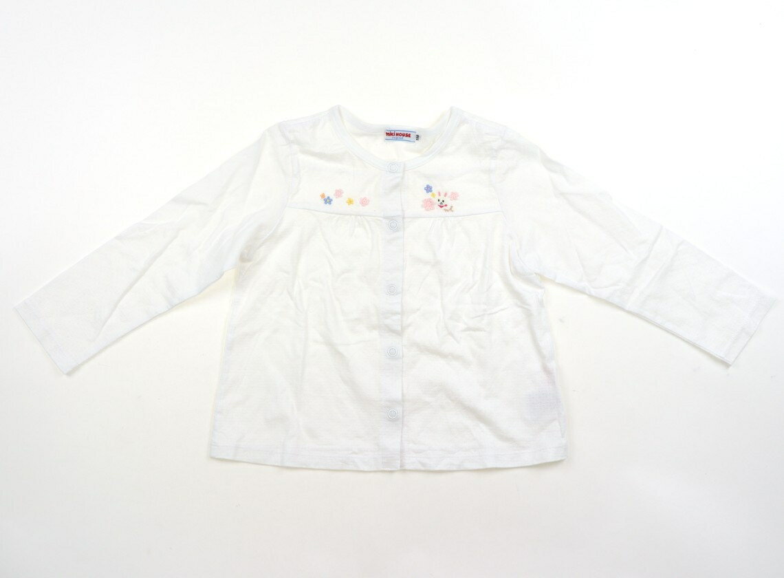 ミキハウス miki HOUSE カーディガン 110 女の子 白・刺しゅう 子供服 ベビー服 キッズ アウトレット ユーズド 【中古】キッズ・ベビー・マタニティ