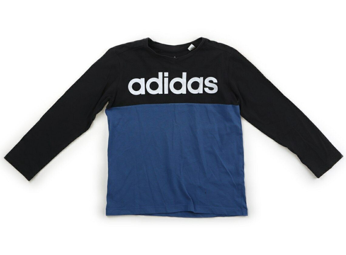 アディダス Adidas Tシャツ・カットソー 140 男の子 チャコールグレー・スモーキーブルー 子供服 ベビー服 キッズ アウトレット ユーズド 【中古】キッズ・ベビー・マタニティ