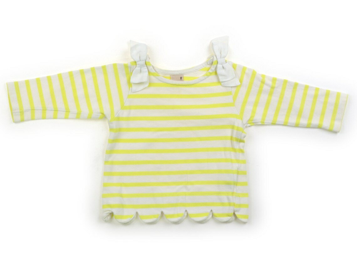 プティマイン petit main トレーナー・プルオーバー 90 女の子 ボーダー 蛍光イエロー 子供服 ベビー服 キッズ アウトレット ユーズド 【中古】キッズ・ベビー・マタニティ