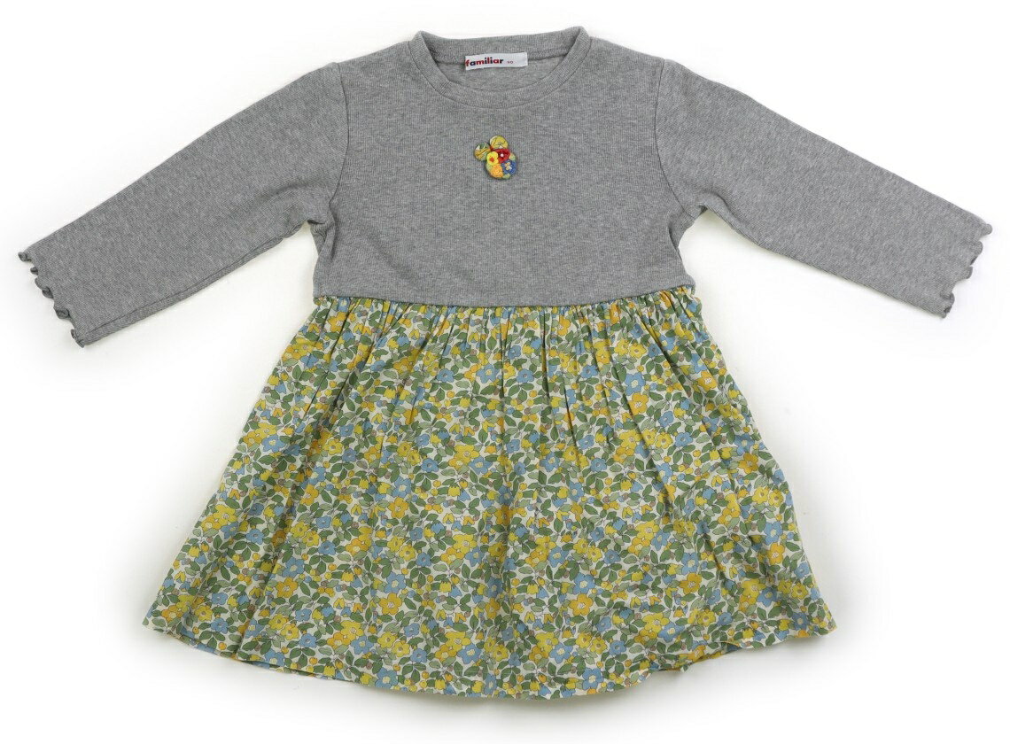 ファミリア familiar ワンピース 90 女の子 グレー黄 花柄 子供服 ベビー服 キッズ アウトレット ユーズド 【中古】キッズ・ベビー・マタニティ