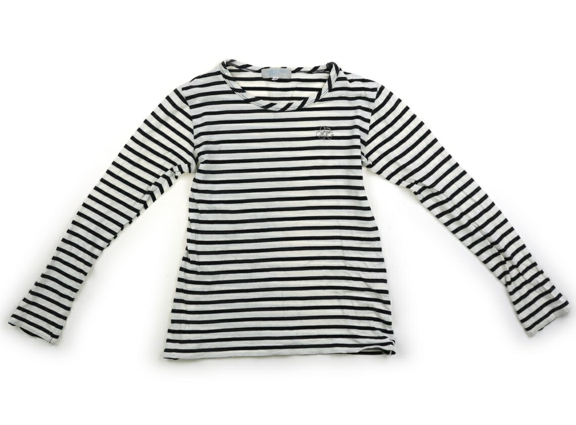組曲 Kumikyoku Tシャツ・カットソー 140 女の子 ボーダー、白黒　　ブランドロゴ 子供服 ベビー服 キッズ アウトレット ユーズド 【中古】キッズ・ベビー・マタニティ