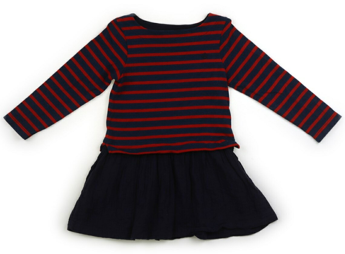 プチバトー PETIT BATEAU ワンピース 100 女の子 赤青ボーダー・ネイビー 子供服 ベビー服 キッズ アウトレット ユーズド 【中古】キッズ・ベビー・マタニティ