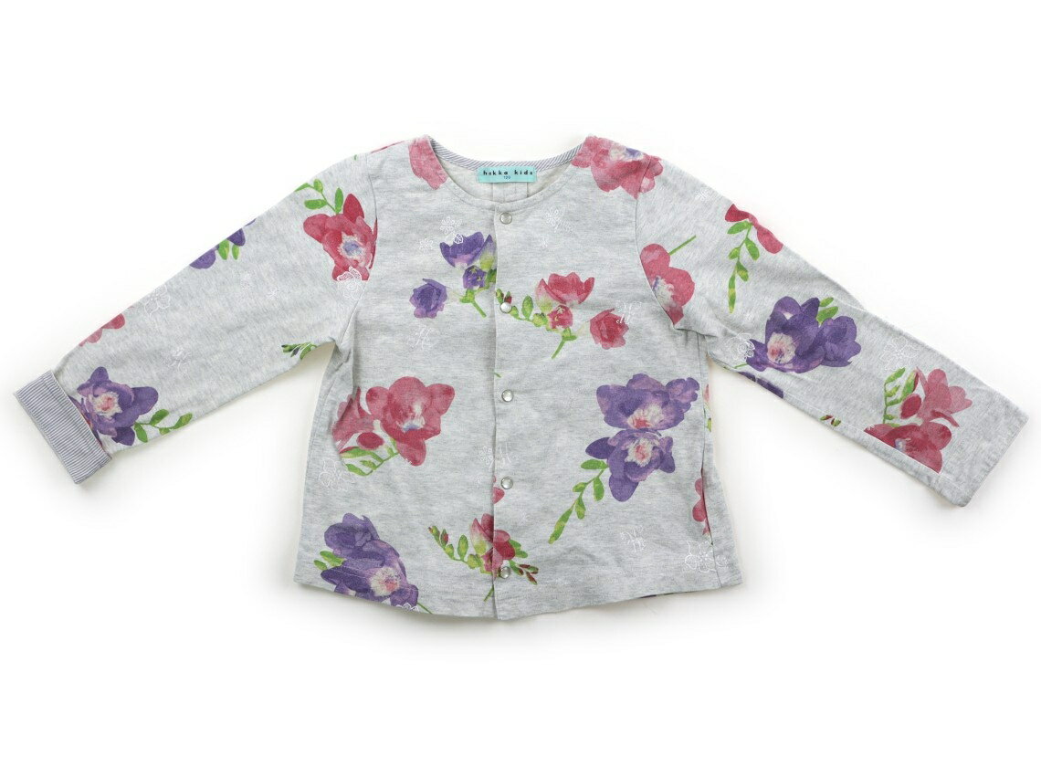 ハッカ HAKKA カーディガン 120 女の子 ライトグレー、花柄 子供服 ベビー服 キッズ アウトレット ユーズド 【中古】キッズ・ベビー・マタニティ