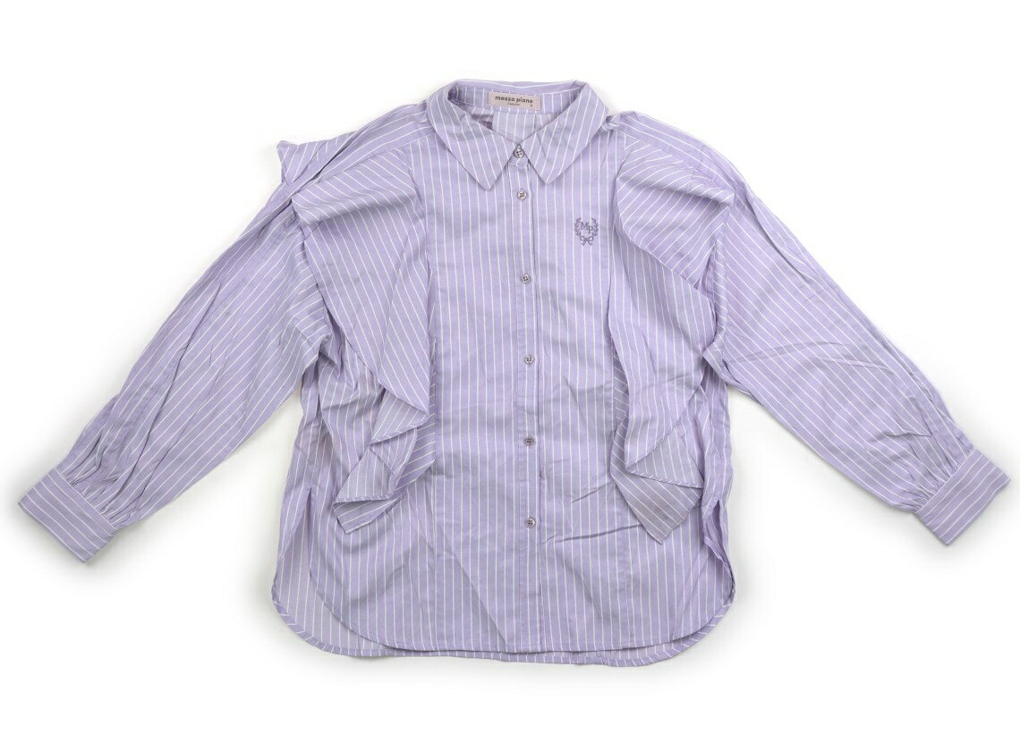 メゾピアノ mezzo piano シャツ・ブラウス 150 女の子 ラベンダー・ストライプ 子供服 ベビー服 キッズ アウトレット ユーズド 【中古】キッズ・ベビー・マタニティ