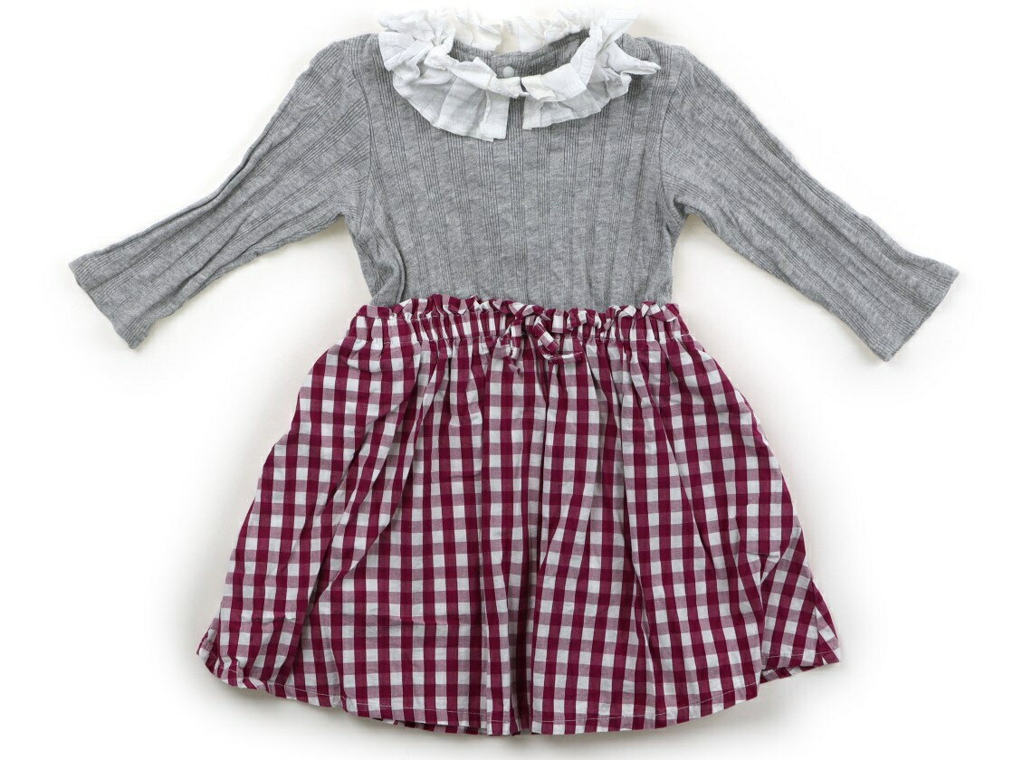 Rakuten - プティマイン petit main ワンピース 100 女の子 グレー・ラズベリーチェック 子供服 ベビー服 キッズ アウトレット ユーズド 【中古】キッズ・ベビー・マタニティ