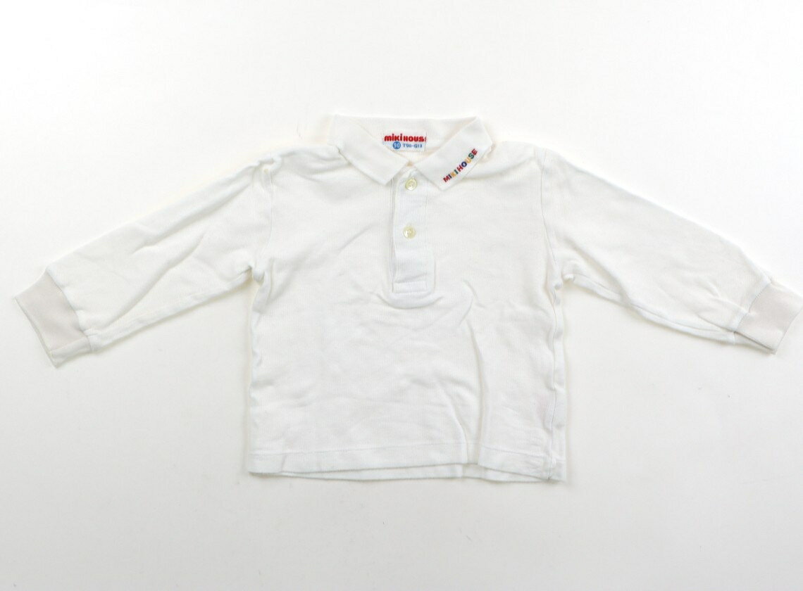 ミキハウス miki HOUSE ポロシャツ 90 男の子 オフ白・ロゴ刺繍 子供服 ベビー服 キッズ アウトレット ユーズド 【中古】キッズ・ベビー・マタニティ