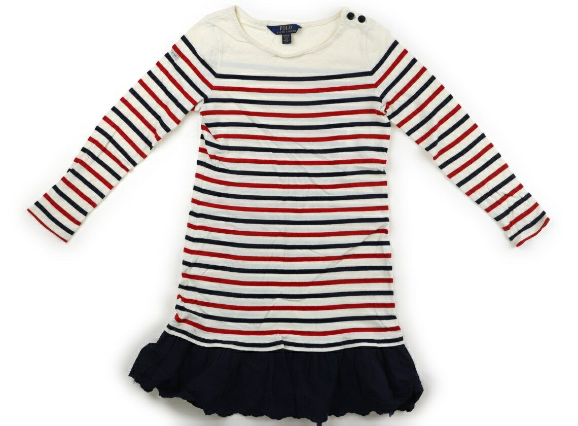 ポロラルフローレン POLO RALPH LAUREN ワンピース 140 女の子 アイボリー・ネイビー・レッド・ボーダー・レース 子供服 ベビー服 キッズ アウトレット ユーズド 【中古】キッズ・ベビー・マタニティ