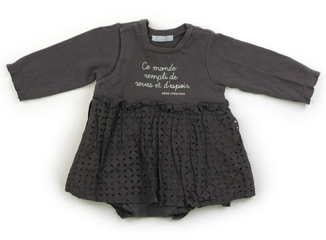 べべ BeBe ロンパース 80 女の子 グレー・ベージュ・英字 子供服 ベビー服 キッズ アウトレット ユーズド 【中古】キッズ・ベビー・マタニティ