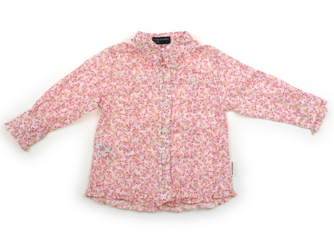 組曲 Kumikyoku シャツ・ブラウス 90 女の子 ホワイト×ピンク花柄 子供服 ベビー服 キッズ アウトレット ユーズド 【中古】キッズ・ベビー・マタニティ