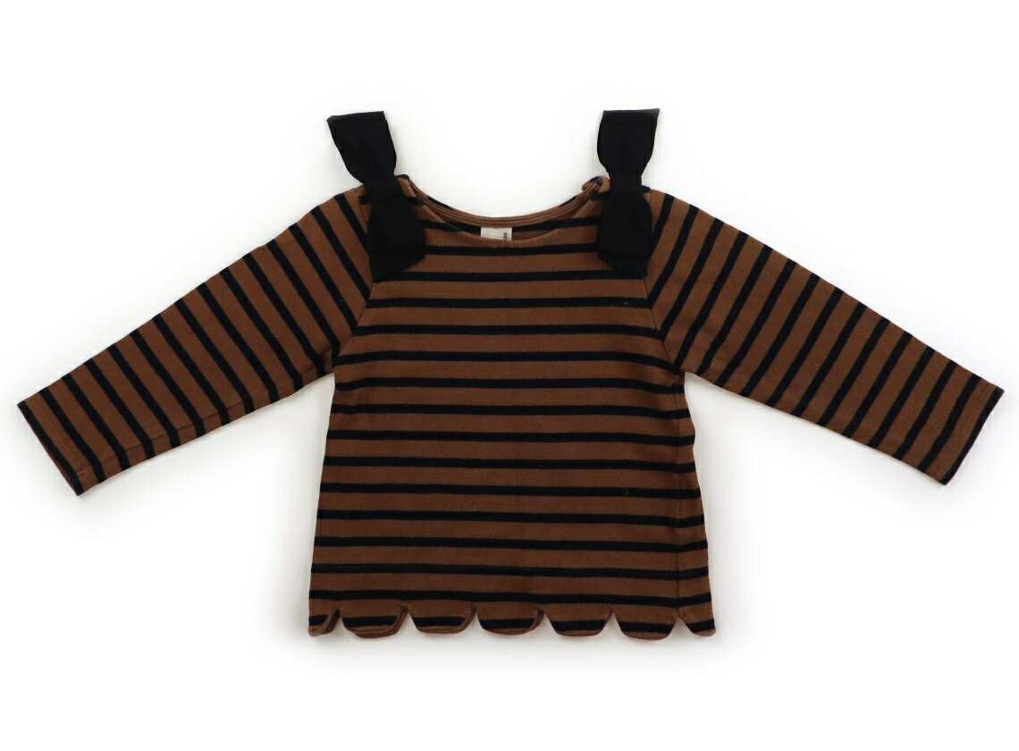 Rakuten - プティマイン petit main Tシャツ・カットソー 100 女の子 ブラウン・ネイビーボーダー 子供服 ベビー服 キッズ アウトレット ユーズド 【中古】キッズ・ベビー・マタニティ