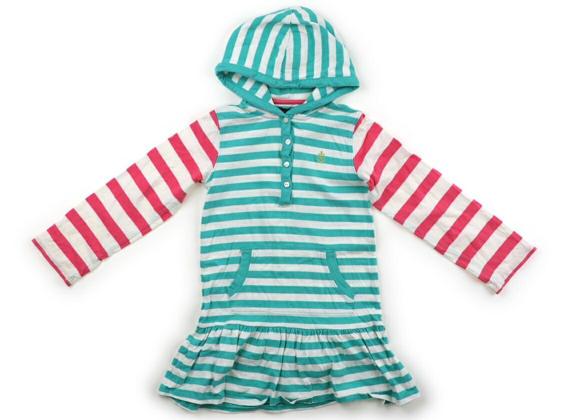 トミーヒルフィガー Tommy Hilfiger ワンピース 110 女の子 グリーン・フューシャピンク・ボーダー 子供服 ベビー服 キッズ アウトレット ユーズド 【中古】キッズ・ベビー・マタニティ