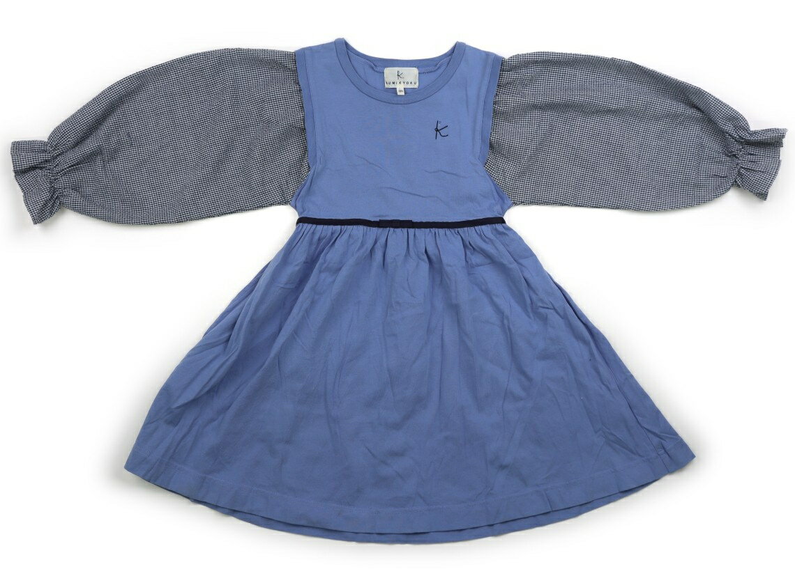 組曲 Kumikyoku ワンピース 120 女の子 スモーキーブルー、紺白チェック 子供服 ベビー服 キッズ アウトレット ユーズド 【中古】キッズ・ベビー・マタニティ