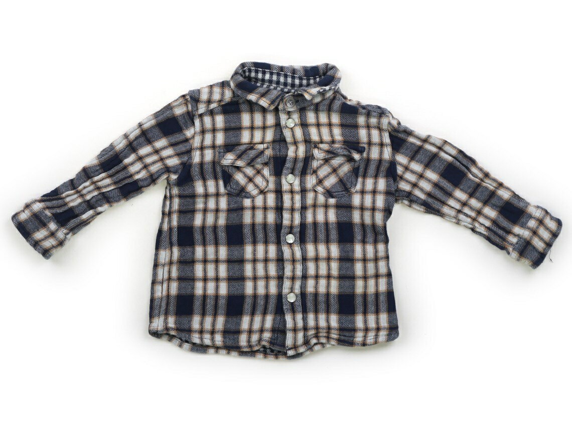 べべ BeBe シャツ・ブラウス 90 男の子 格子柄　ネイビー 子供服 ベビー服 キッズ アウトレット ユーズド 【中古】キッズ・ベビー・マタニティ