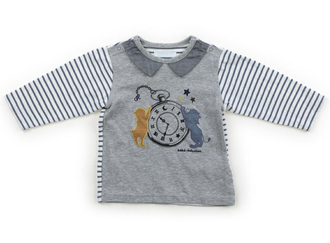 べべ BeBe Tシャツ・カットソー 70 男の子 グレー・ブルー・ホワイト・ボーダー 子供服 ベビー服 キッズ アウトレット ユーズド 【中古】キッズ・ベビー・マタニティ