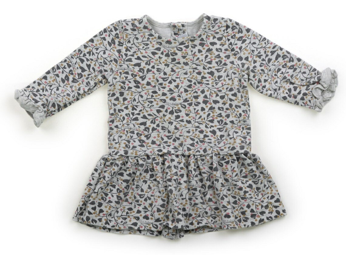 プチバトー PETIT BATEAU ワンピース 70 女の子 グレー・ピンク 子供服 ベビー服 キッズ アウトレット ユーズド 【中古】キッズ・ベビー・マタニティ