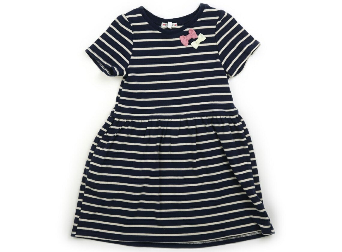 Rakuten - エニィファム anyFAM ワンピース 120 女の子 紺、ボーダー、リボン 子供服 ベビー服 キッズ アウトレット ユーズド 【中古】キッズ・ベビー・マタニティ