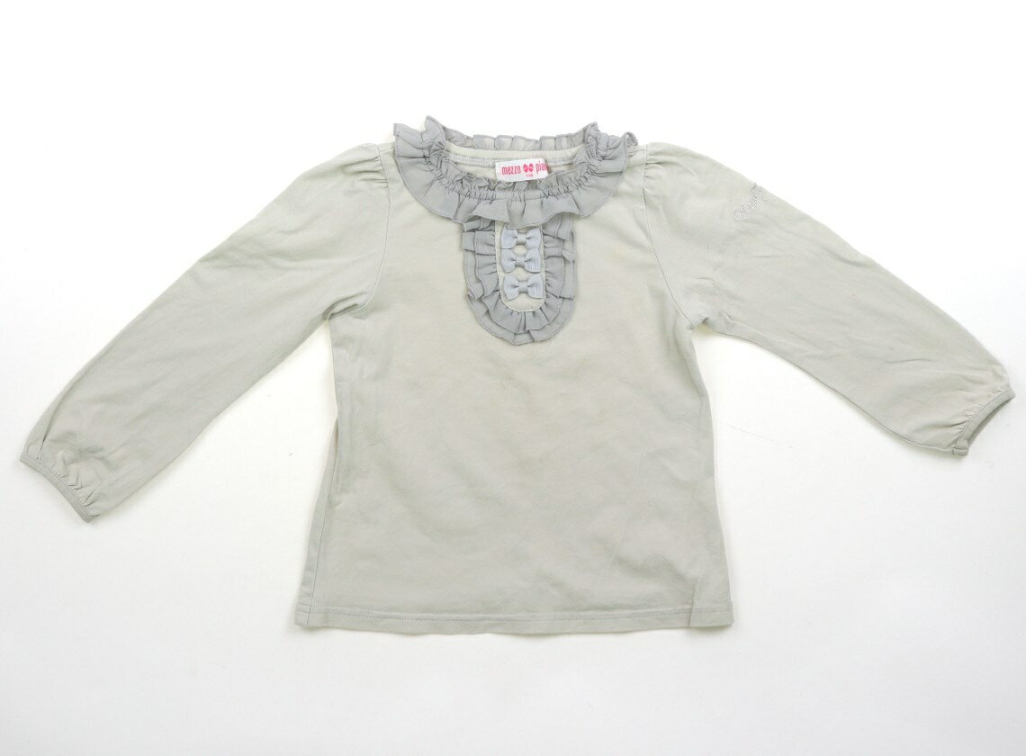 メゾピアノ mezzo piano Tシャツ・カットソー 110 女の子 ライトグレー、フリル、リボン 子供服 ベビー服 キッズ アウトレット ユーズド 【中古】キッズ・ベビー・マタニティ