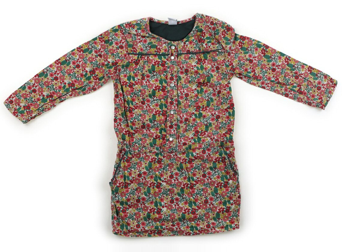 プチバトー PETIT BATEAU ワンピース 100 女の子 ピンク・グリーン・イエローボタニカル 子供服 ベビー服 キッズ アウトレット ユーズド 【中古】キッズ・ベビー・マタニティ