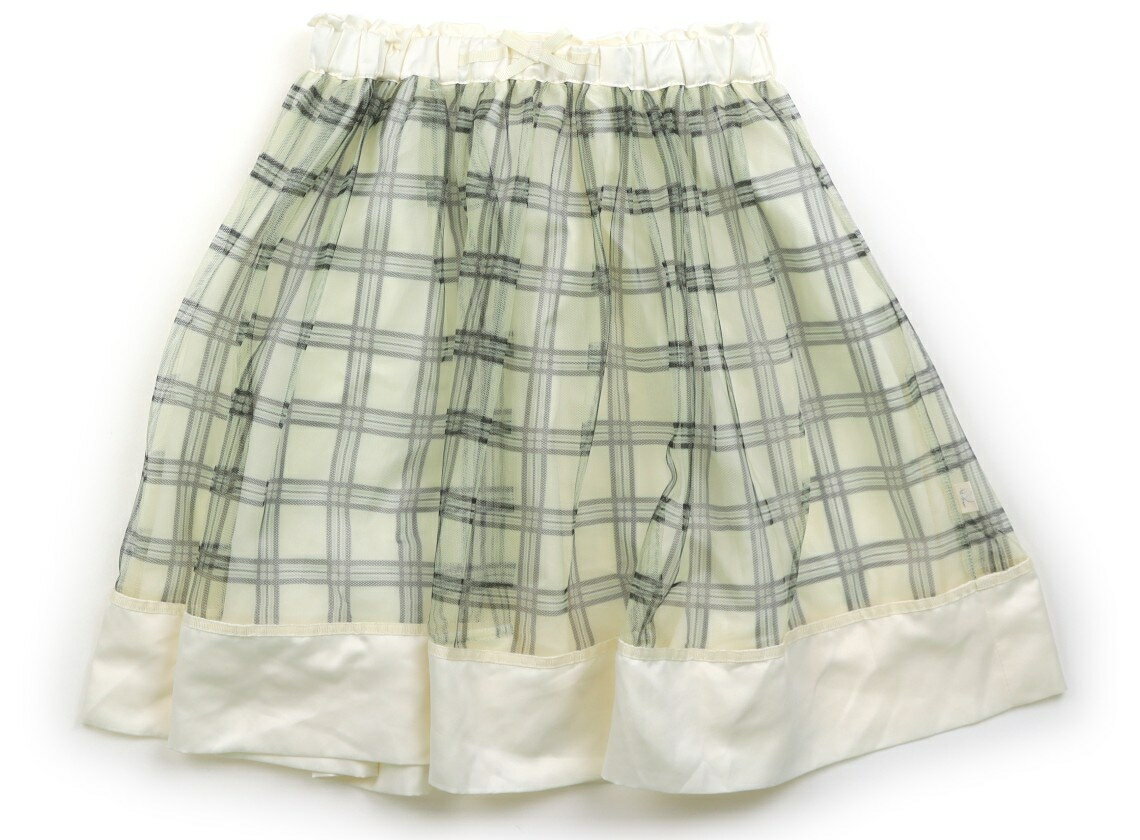 組曲 Kumikyoku スカート 140 女の子 チェック柄ホワイトブラック薄グリーン 子供服 ベビー服 キッズ アウトレット ユーズド 【中古】キッズ・ベビー・マタニティ
