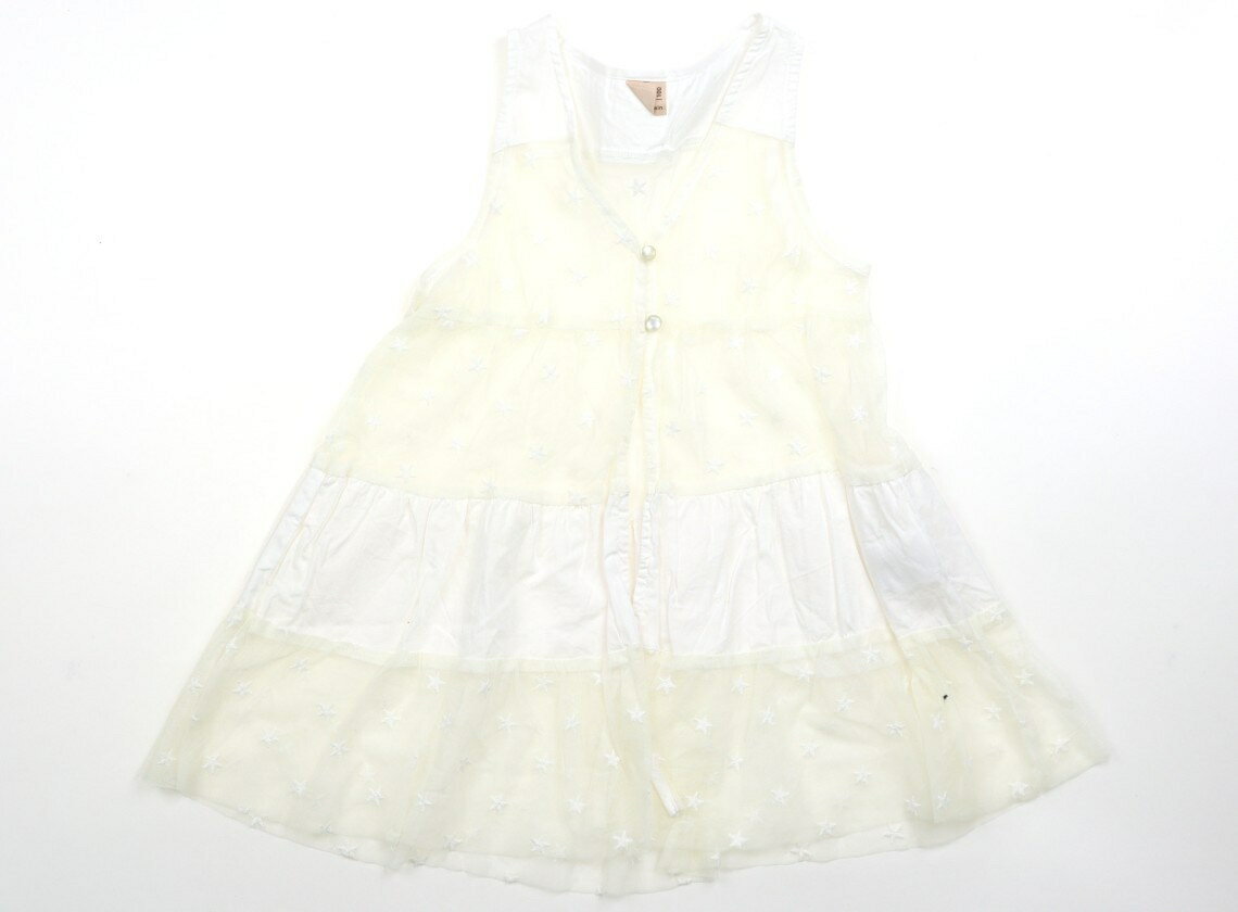T恤（短袖） - プティマイン petit main チュニック 100 女の子 白、星柄 子供服 ベビー服 キッズ アウトレット ユーズド 【中古】キッズ・ベビー・マタニティ