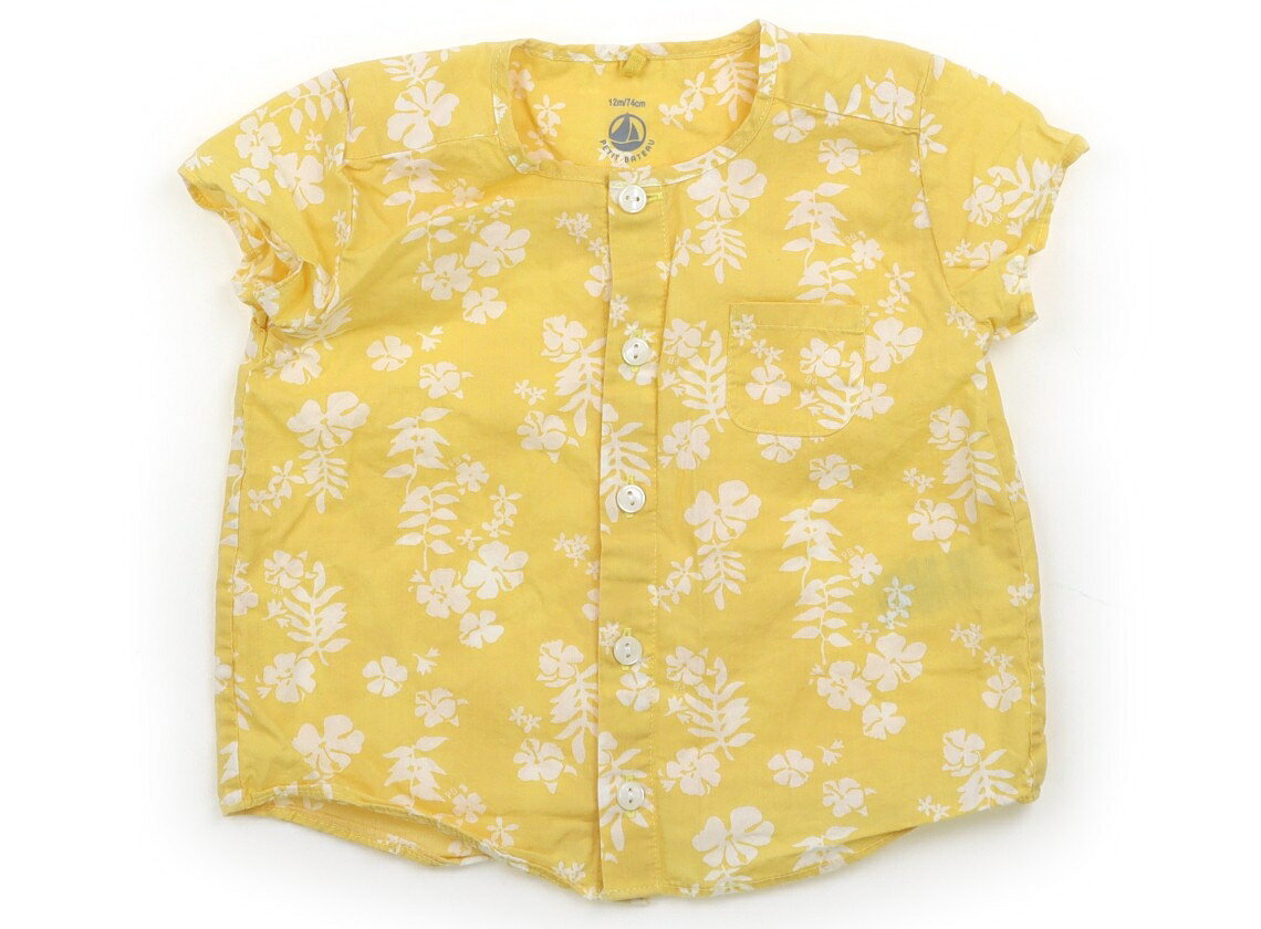 プチバトー PETIT BATEAU シャツ・ブラウス 70 男の子 イエロー・ハイビスカス 子供服 ベビー服 キッズ アウトレット ユーズド 【中古】キッズ・ベビー・マタニティ
