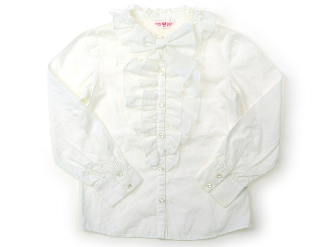 メゾピアノ mezzo piano シャツ・ブラウス 130 女の子 オフ白・フリル・リボン 子供服 ベビー服 キッズ アウトレット ユーズド 【中古】キッズ・ベビー・マタニティ