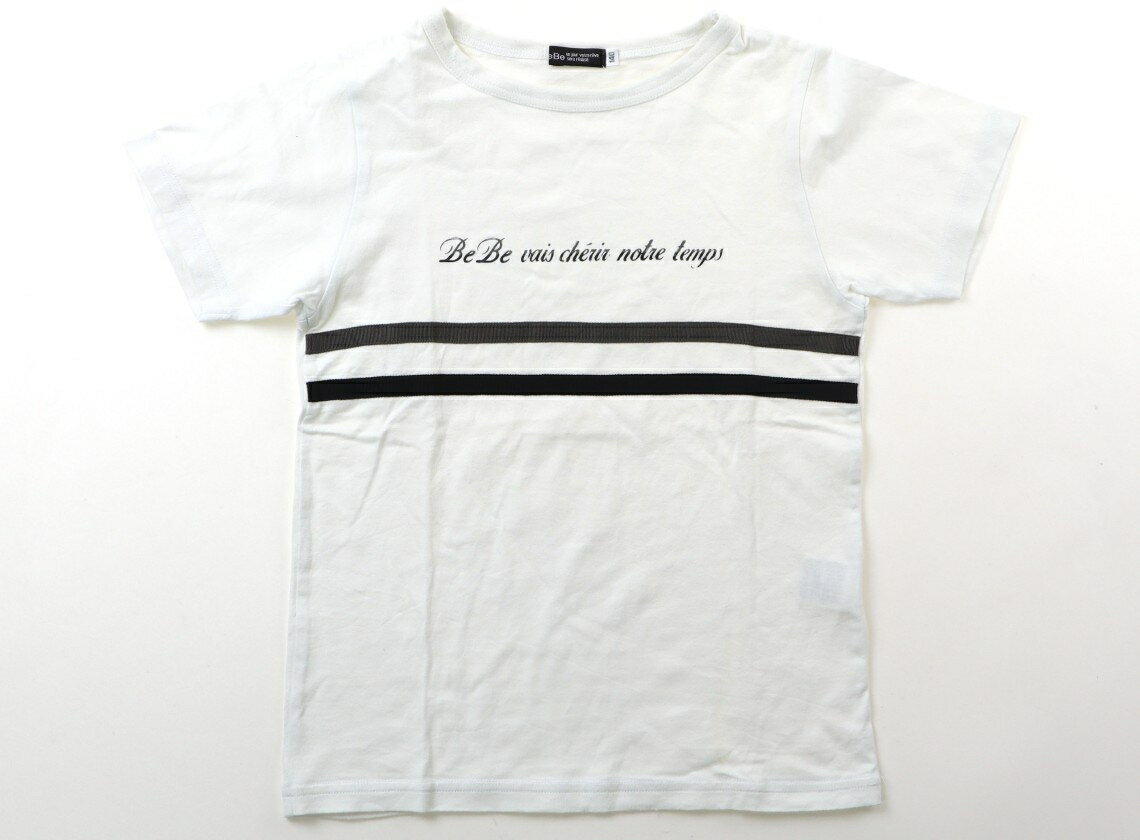 べべ BeBe Tシャツ・カットソー 140 女の子 アイボリー・黒・グレー・プリント 子供服 ベビー服 キッズ アウトレット ユーズド 【中古】キッズ・ベビー・マタニティ