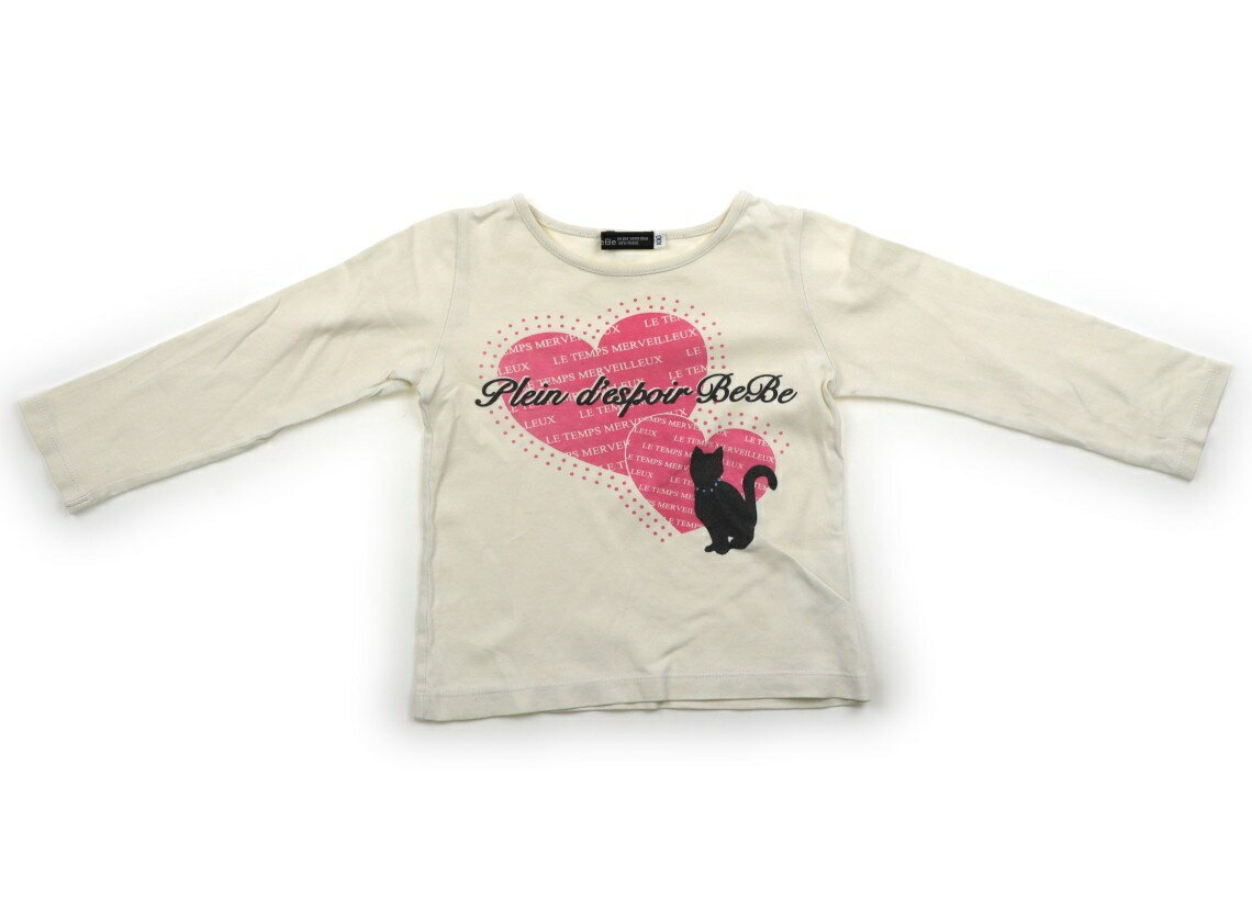 べべ BeBe Tシャツ・カットソー 100 女の子 オフホワイト、ネコ柄 子供服 ベビー服 キッズ アウトレット ユーズド 【中古】キッズ・ベビー・マタニティ