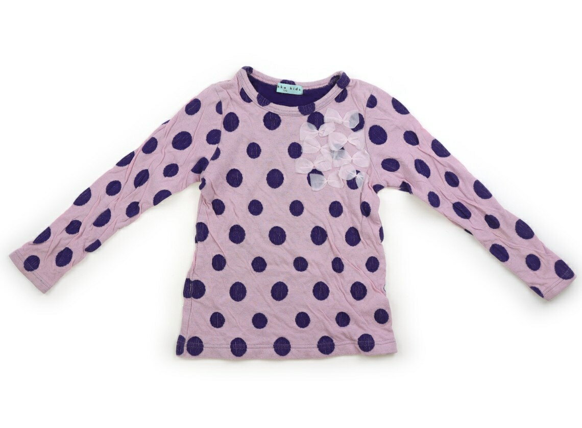 T恤（長袖） - ハッカ HAKKA Tシャツ・カットソー 130 女の子 ラベンダー・パープルドット 子供服 ベビー服 キッズ アウトレット ユーズド 【中古】キッズ・ベビー・マタニティ