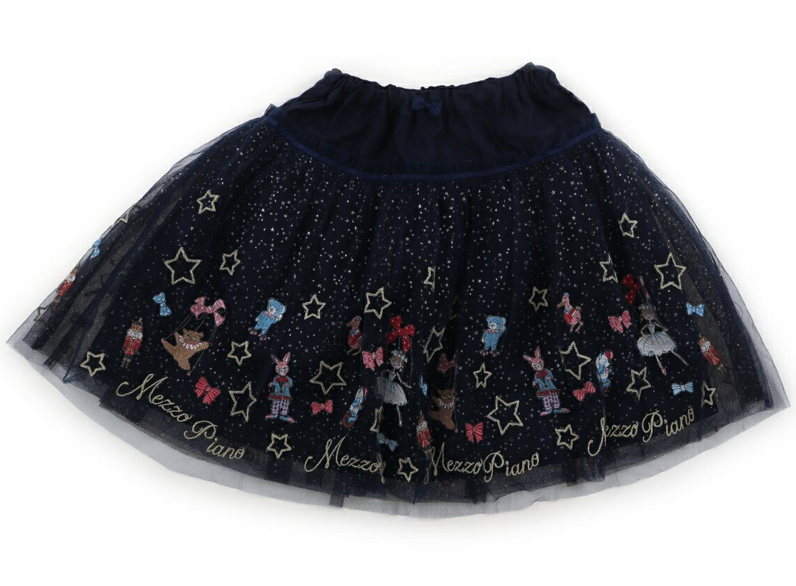 メゾピアノ mezzo piano スカート 130 女の子 ネイビー・チュール刺しゅう 子供服 ベビー服 キッズ アウトレット ユーズド 【中古】キッズ・ベビー・マタニティ