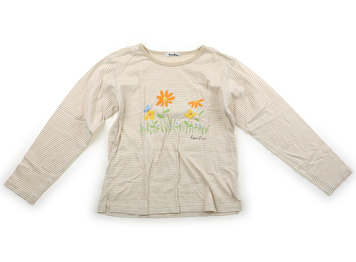 ファミリア familiar Tシャツ・カットソー 150 女の子 ベージュ・ボーダー・花 子供服 ベビー服 キッズ アウトレット ユーズド 【中古】キッズ・ベビー・マタニティ