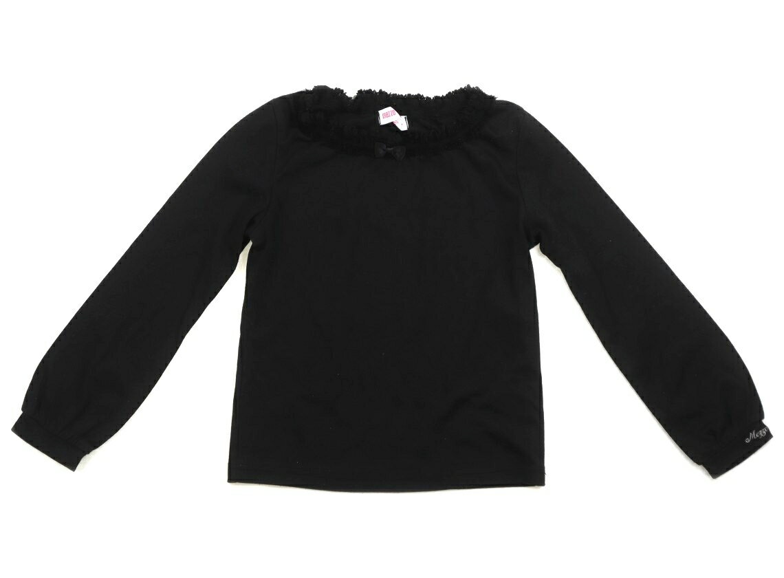 メゾピアノ mezzo piano Tシャツ・カットソー 130 女の子 黒、首元にチュールのフリル 子供服 ベビー服 キッズ アウトレット ユーズド 【中古】キッズ・ベビー・マタニティ