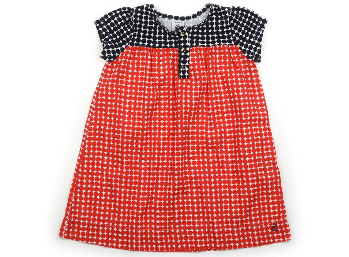 プチバトー PETIT BATEAU ワンピース 80 女の子 紺、朱色 子供服 ベビー服 キッズ アウトレット ユーズド 【中古】キッズ・ベビー・マタニティ