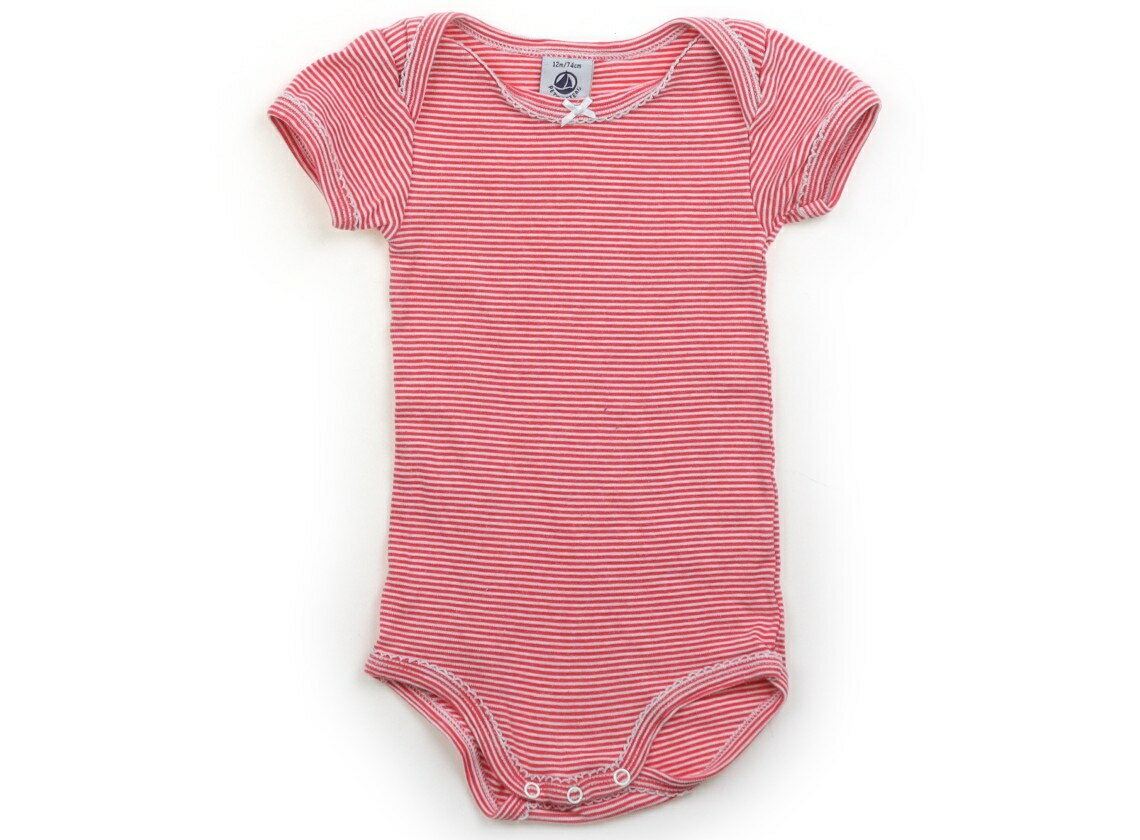 プチバトー PETIT BATEAU ロンパース 70 女の子 ピンク・ボーダー 子供服 ベビー服 キッズ アウトレット ユーズド 【中古】キッズ・ベビー・マタニティ