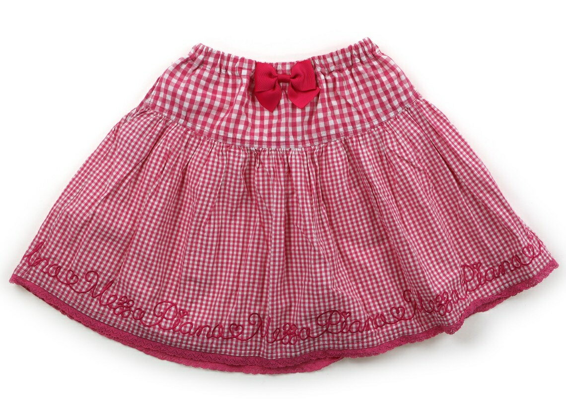 メゾピアノ mezzo piano スカート 140 女の子 ピンク・白チェック、リボン 子供服 ベビー服 キッズ アウトレット ユーズド 【中古】キッズ・ベビー・マタニティ