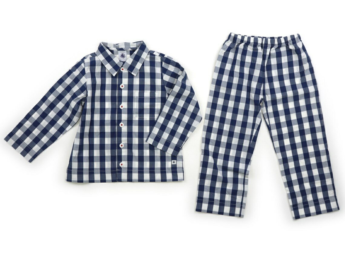 プチバトー PETIT BATEAU パジャマ 80 男の子 ネイビー・ホワイト・チェック 子供服 ベビー服 キッズ アウトレット ユーズド 【中古】キッズ・ベビー・マタニティ