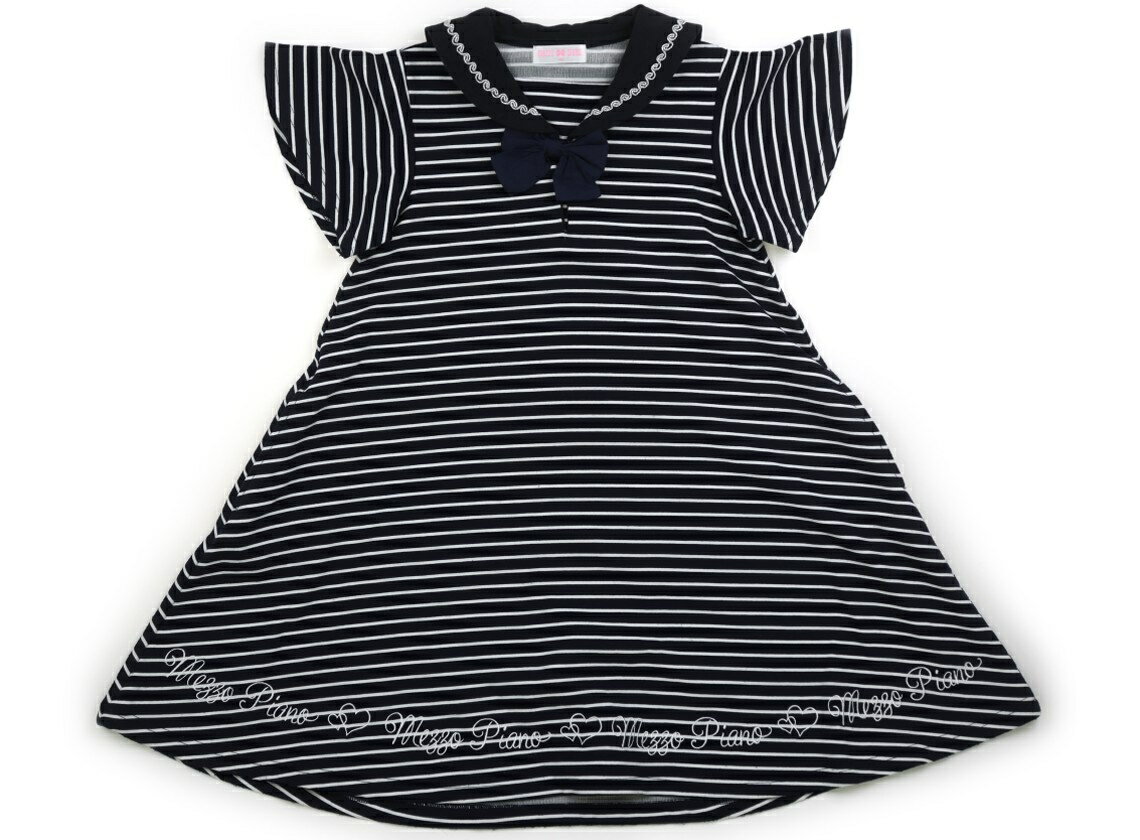 Rakuten - メゾピアノ mezzo piano ワンピース 140 女の子 ボーダー柄ホワイトネイビー 子供服 ベビー服 キッズ アウトレット ユーズド 【中古】キッズ・ベビー・マタニティ