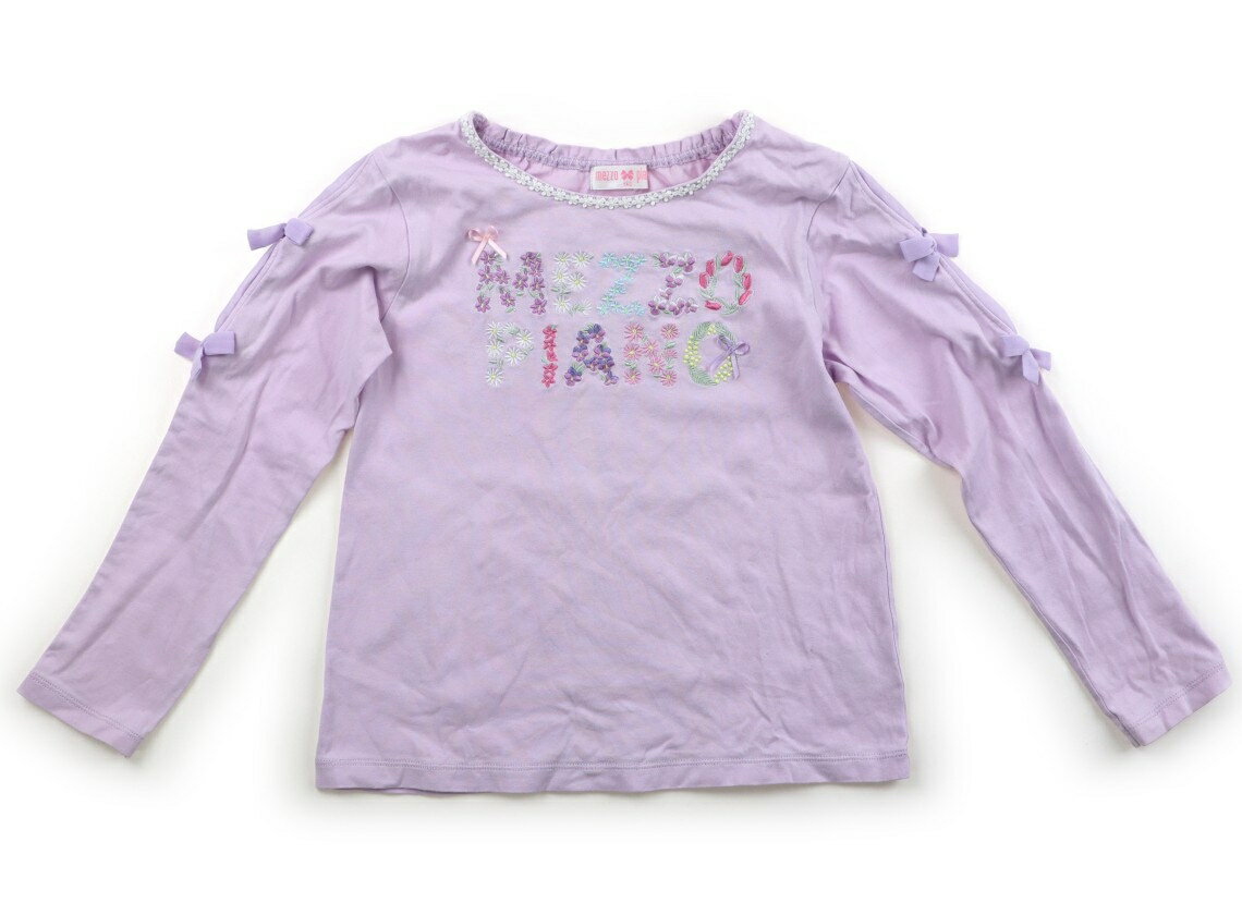 メゾピアノ mezzo piano Tシャツ カットソー 140 女の子 ライラック×カラフル花柄 子供服 ベビー服 キッズ アウトレット ユーズド 【中古】キッズ ベビー マタニティ