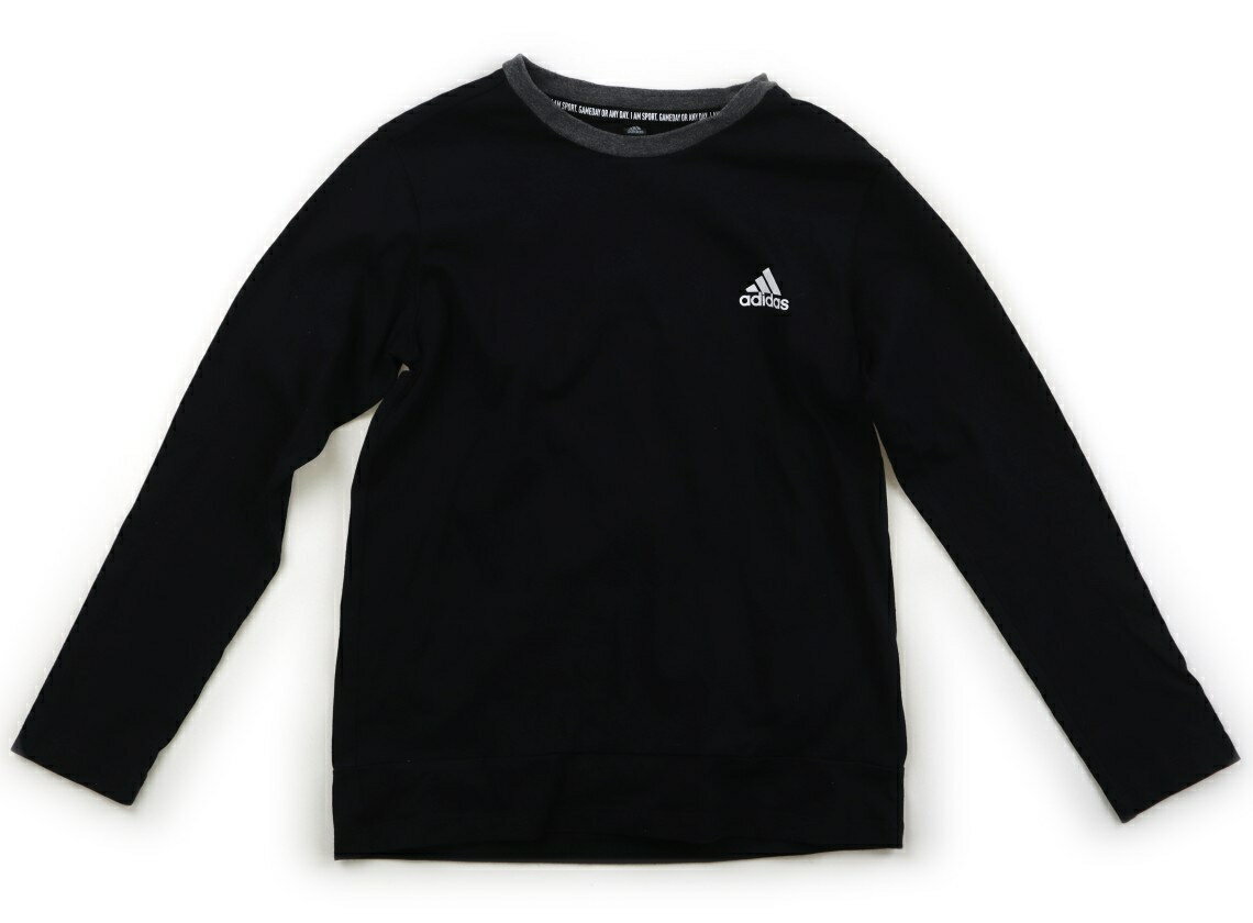 アディダス Adidas Tシャツ・カットソー 150 男の子 ブラック・グレー・ホワイトライン 子供服 ベビー服 キッズ アウトレット ユーズド 【中古】キッズ・ベビー・マタニティ