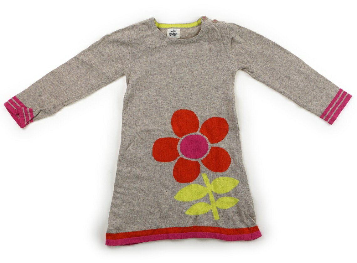 ボーデン Mini Boden ワンピース 100 女の子 杢ベージュ オレンジ花柄 子供服 ベビー服 キッズ アウトレット ユーズド 【中古】キッズ ベビー マタニティ