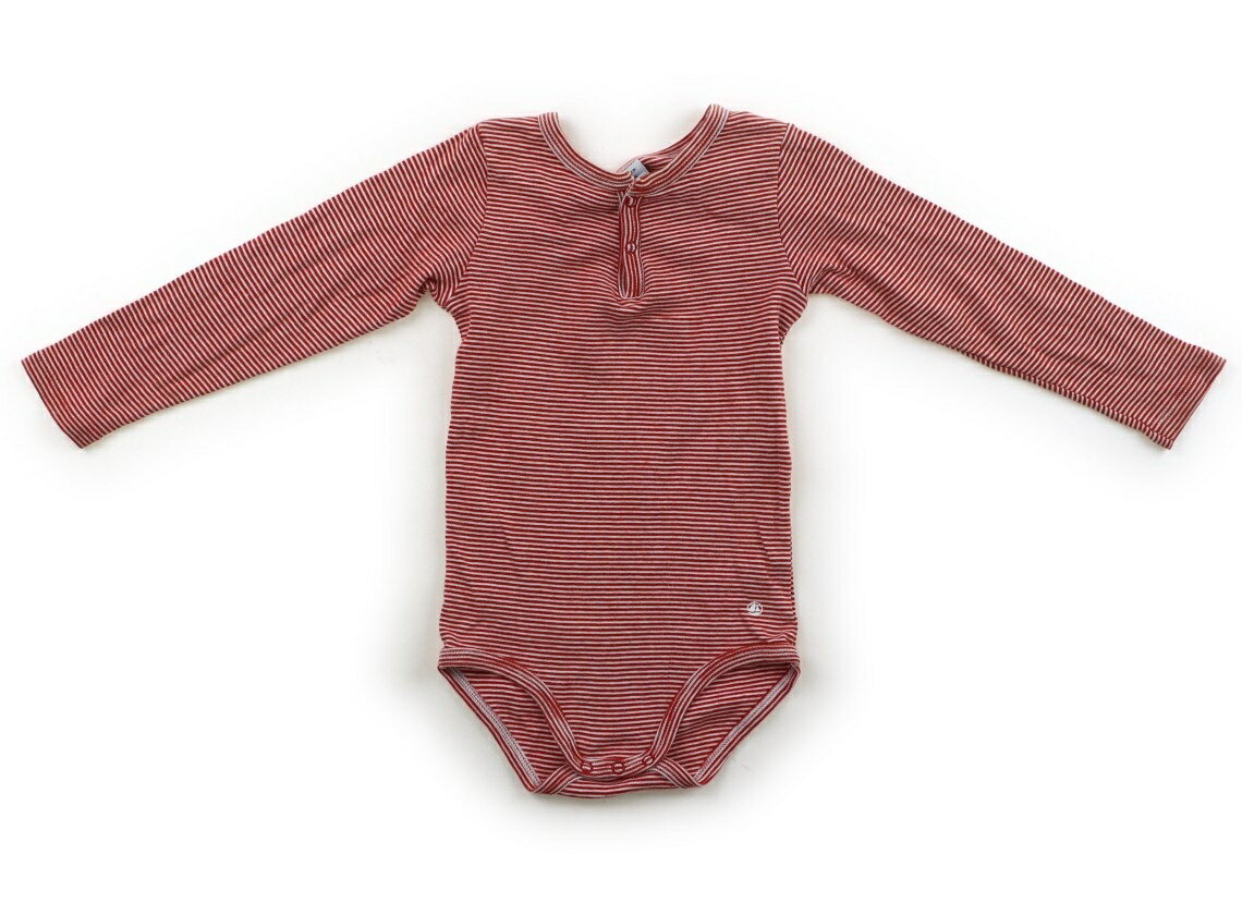 プチバトー PETIT BATEAU ロンパース 80 男の子 赤、ボーダー柄 子供服 ベビー服 キッズ アウトレット ユーズド 【中古】キッズ・ベビー・マタニティ