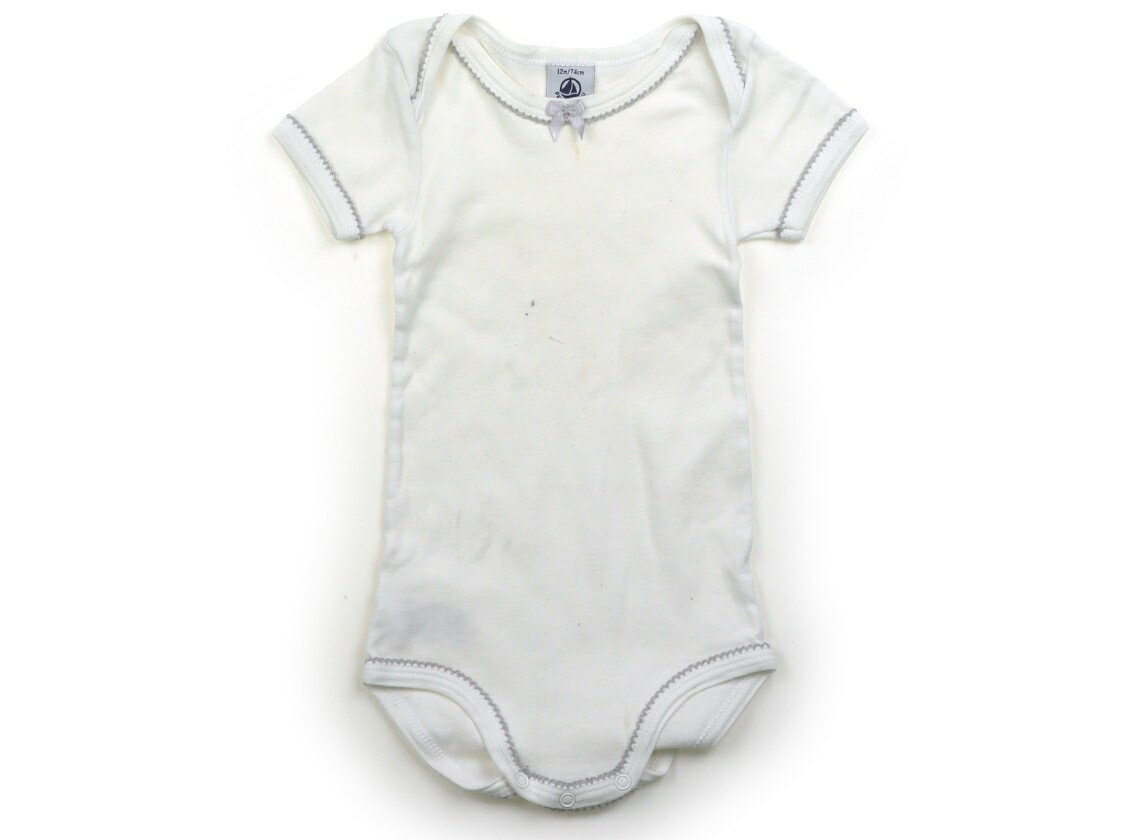プチバトー PETIT BATEAU ロンパース 70 女の子 白、グレー 子供服 ベビー服 キッズ アウトレット ユーズド 【中古】キッズ・ベビー・マタニティ