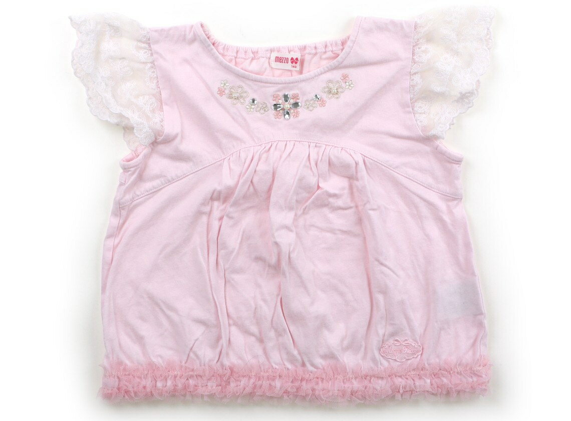 メゾピアノ mezzo piano Tシャツ・カットソー 140 女の子 ライトピンク・レース 子供服 ベビー服 キッズ アウトレット ユーズド 【中古】キッズ・ベビー・マタニティ