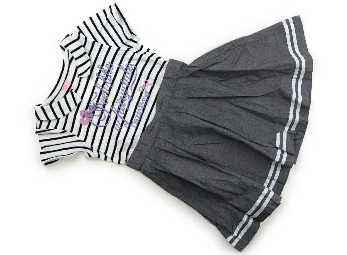 メゾピアノ mezzo piano ワンピース 140 女の子 黒、白、グレー 子供服 ベビー服 キッズ アウトレット ユーズド 【中古】キッズ・ベビー・マタニティ