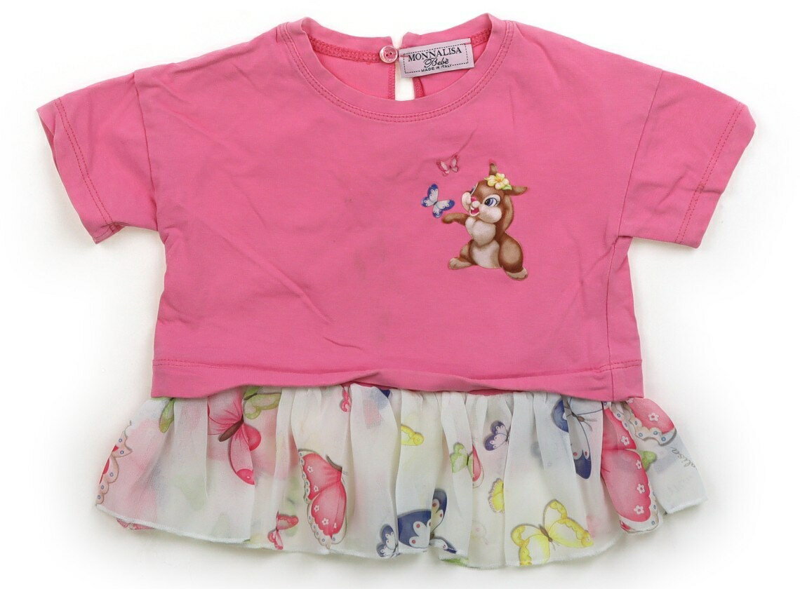 T-Shirts （Short Sleeve） - モナリザ MONNALISA Tシャツ・カットソー 70 女の子 ピンク・ウサギ・蝶 子供服 ベビー服 キッズ アウトレット ユーズド 【中古】キッズ・ベビー・マタニティ